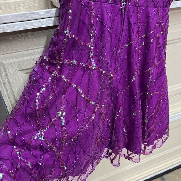 CITY STUDIOS Junior Sequined Glitter-Mesh Skater Dress Sz 7/8 Purple - Picture 4 of 13